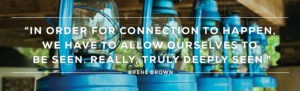 In order for connection to happen, we have to allow ourselves to be seen. Really, truly deeply seen. ~Brené Brown